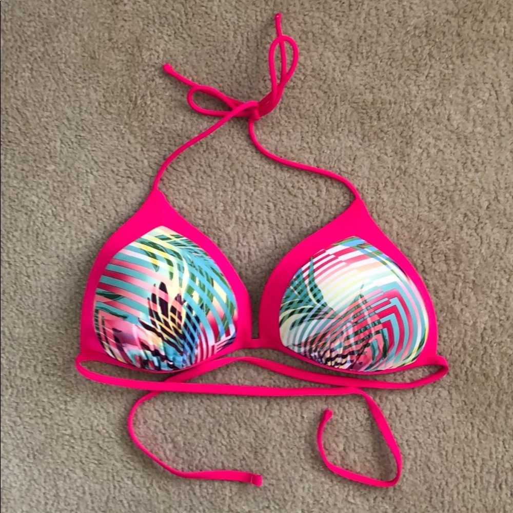 Striped Leaves Bikini Top